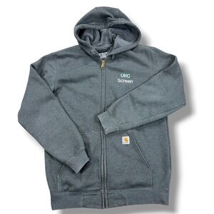 Carhartt Hoodie Mens‎ Medium Gray Sweatshirt Loose Fit Zip Up Workwear